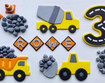 Fondant Cake Toppers - Construction Theme Cake Set