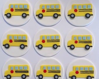 Fondant Cupcake Toppers - School Bus