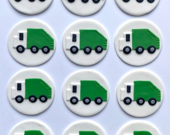 Fondant Cupcake Toppers - Garbage Trucks