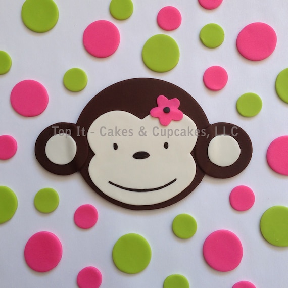 Fondant Cake Topper Mod Monkey Large Etsy