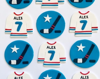 Fondant Cupcake Toppers - Hockey