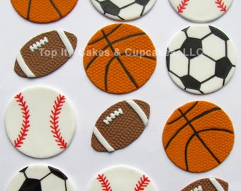 Fondant Cupcake Toppers - Sports Assortment