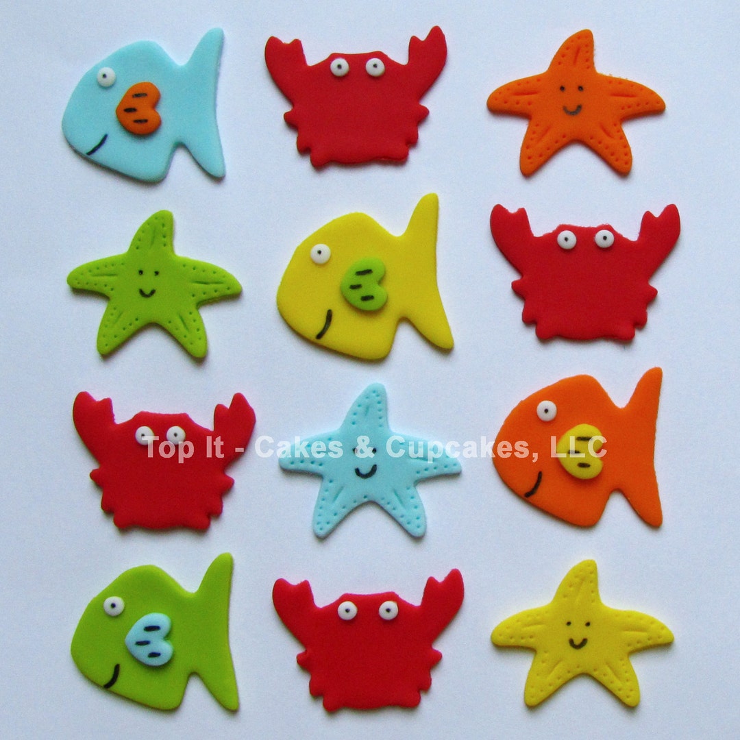 Fondant Cupcake Toppers Sea Life Etsy