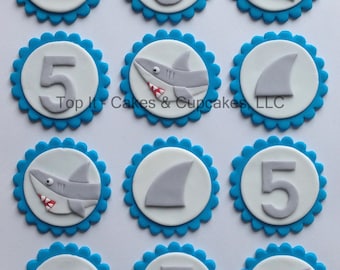 Fondant Cupcake Toppers - Sharks