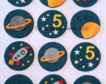 Fondant Cupcake Toppers - Space