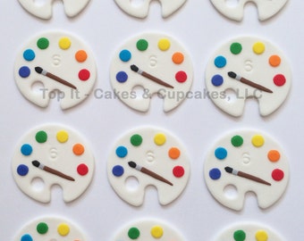 Fondant Cupcake Toppers - Artist Palette