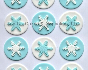 Fondant Cupcake Toppers - Snowflakes