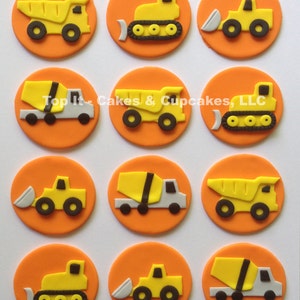 Fondant Cupcake Toppers - Construction Trucks