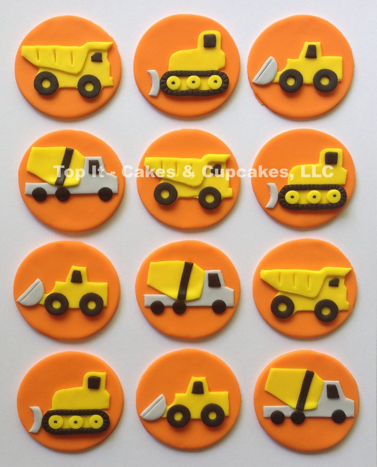 Fondant Cupcake Toppers Construction Trucks
