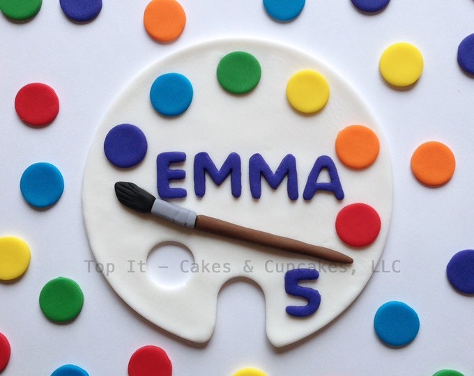 Fondant Cake Topper Artist Palette Etsy