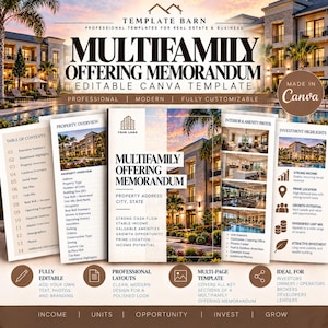 Modèle de présentation/mémorandum d'offre pour immeubles multifamiliaux | Investissement immobilier locatif | Immobilier commercial