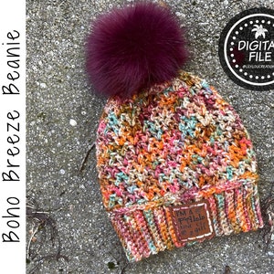 Boho Breeze Beanie || Crochet Pattern by LilyLou Creaetions || DIGITAL DOWNLOAD
