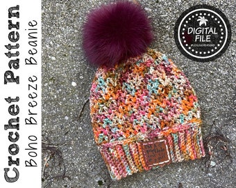 Boho Breeze Beanie || Crochet Pattern by LilyLou Creaetions || DIGITAL DOWNLOAD