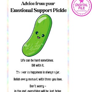 Advice from your Emotional Support Pickle Hangtag - Digital File ONLY