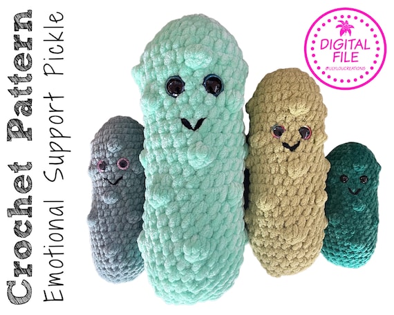 Emotional Support Pickle Crochet Pattern by Lilylou Creations DIGITAL  DOWNLOAD 