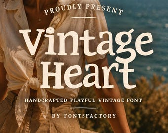 Vintage Lekfullt Typsnitt, Handritat Retro Typsnitt för Cricut Canva Procreate, Kommersiellt Bruk, Ladda ner
