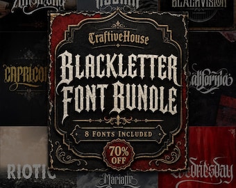 Blackletter-typsnittspaket, gotiska vintage-typsnitt för Cricut Canva, tatueringslogotypsnitt, kommersiellt bruk