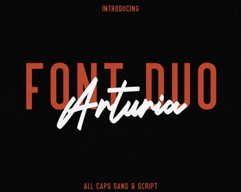 Handskriven Font Duo, Script and Sans-typsnitt, Signaturlogotypsnitt, Varumärkestypsnitt, Kommersiellt bruk