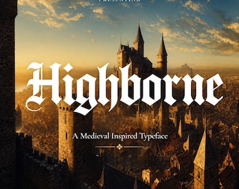 Medeltida typsnitt för kommersiellt bruk, Blackletter Gothic typsnitt, Old English typsnitt för logotyper och varumärkesbyggande