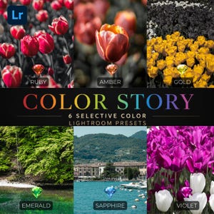 Color Story Lightroom Presets | 6 Selective Color Presets | Ruby, Amber, Gold, Emerald, Sapphire & Violet | Nature Photography Presets
