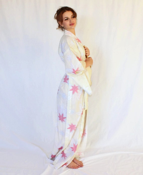 Vintage Kimono. Pastel Cream Coral. Handmade Kimo… - image 4