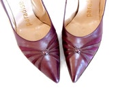 50s purple heels. Vintage orchid shoes. Size 6.  Stilettos.  Pointed toe pumps. Mad Men fashion. Mother's Day gift. Paradise Shoes