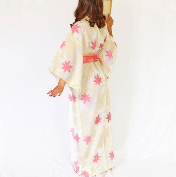 Vintage Kimono. Pastel Cream Coral. Handmade Kimo… - image 2