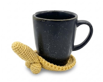Funny Crochet Coaster Pattern PDF, Cheeky Mug Coaster Tutorial, Adult Humor Gag Gift, Easy Beginner Amigurumi Style, Digital Download