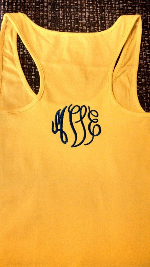 Items similar to SALE!!!! Monogrammed Fitted Yellow Workout shirts