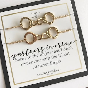 Set of TWO Partners in Crime Handcuff Link Bracelets...Silver/Gold/Rose Gold....PIC, Best Friend, Friendship Bracelet