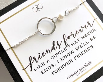 Sterling Silver Eternity Friendship Bracelet with Freshwater Pearl....Best Friend, Friend, Bridal
