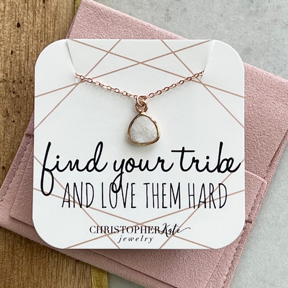 Find Your Tribe and Love Them Hard.simple Moonstone Gemstone Triangle Friendship Rose Gold Necklacejune Bride Bridesmaid Etsy Canada