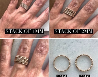 Stack of Five or Six Beaded Stacking Rings