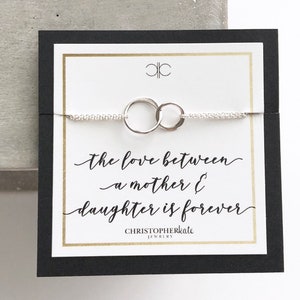 Mother and Daughter Sterling Silver Petite Linked Rings Charm Bracelet/Eternity/Infinity