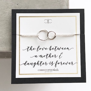 Bracciale con ciondoli piccoli anelli collegati in argento sterling per madre e figlia/Eternità/Infinito