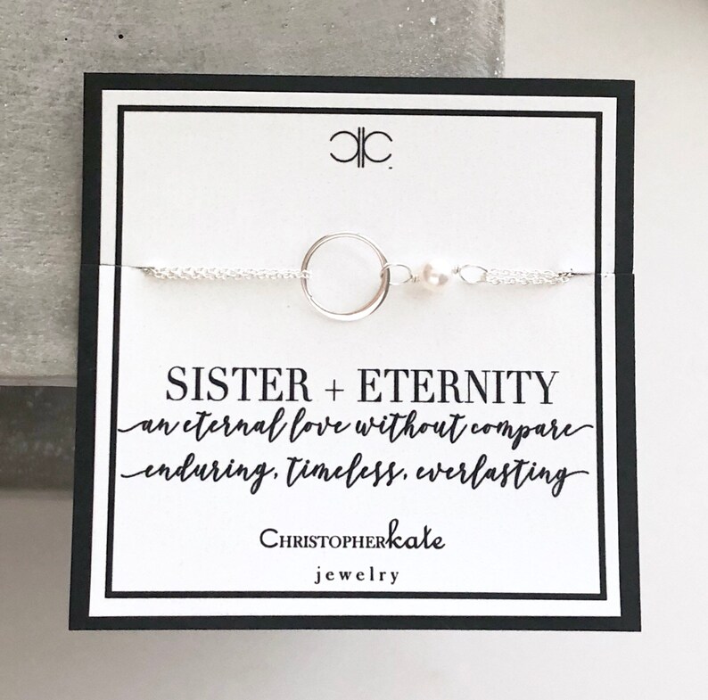 Sterling Silver Eternity Sister Bracelet With Freshwater Etsy