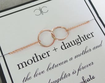 Rose Gold Entwined Rings Eternity Bracelet....Mother, Daughter, Mother of the Bride