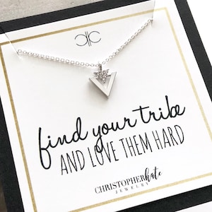 find your tribe and love them hard...Simple Pave CZ Triangle Friendship Necklace