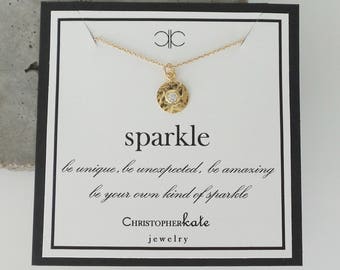 CZ Sparkle Necklace...Encouragement, Achievement, Graduation...Everyday, Simple, Gold, Silver, Layering