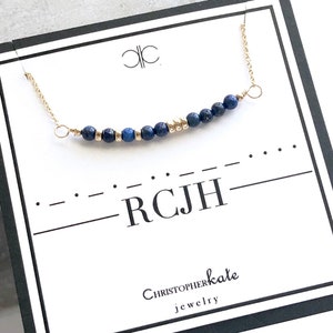 University of Kansas Morse Code Collegiate Bar Necklace, Royal Blue, Gold, Simple, Game Day Necklace, KU, Jayhawks