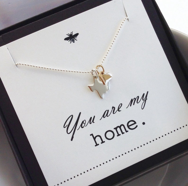 Texas You are my HOME...Texas State Charm Necklace...State Pride Sterling Silver