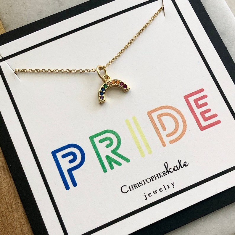 Pride Rainbow Micro Pave Charm Necklace LGBTQ+