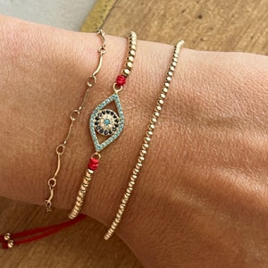 Pave Vermeil Evil Eye Beaded Bracelet ...protection, karma, turquoise