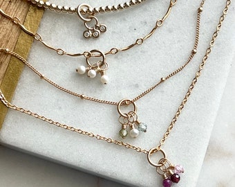 Mother Gemstone Cluster Necklace…Birthstone, grandmother, mother gift