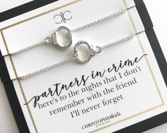 Partners in Crime...set of TWO friendship necklaces, partner in crime