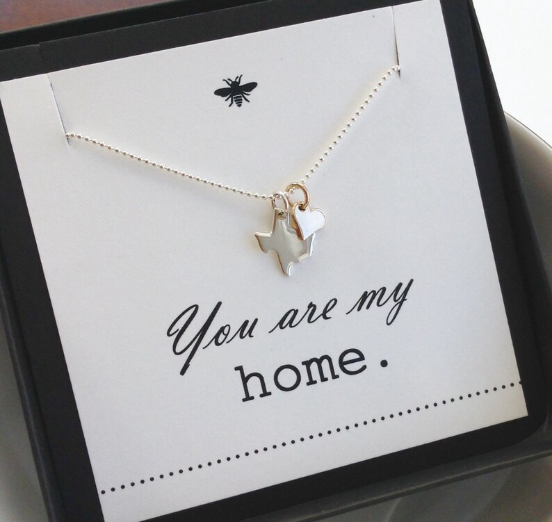 Texas You are my HOME...Texas State Charm Necklace...State Pride Sterling Silver