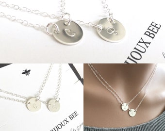Simple Layered Sterling Silver Double Initial Necklace....Mother, Daughter, Sister, Best Friend