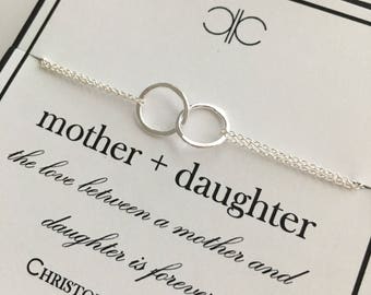 Sterling Silver Entwined Rings Eternity Bracelet....Mother, Daughter, Mother of the Bride