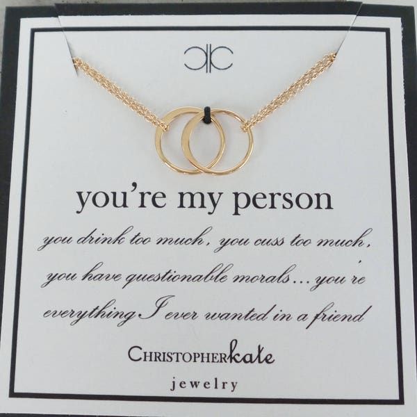you're my person...set of TWO friendship necklaces, eternity, infinity, partner in crime, ride or die
