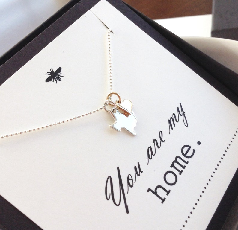 Texas You are my HOME...Texas State Charm Necklace...State Pride Sterling Silver